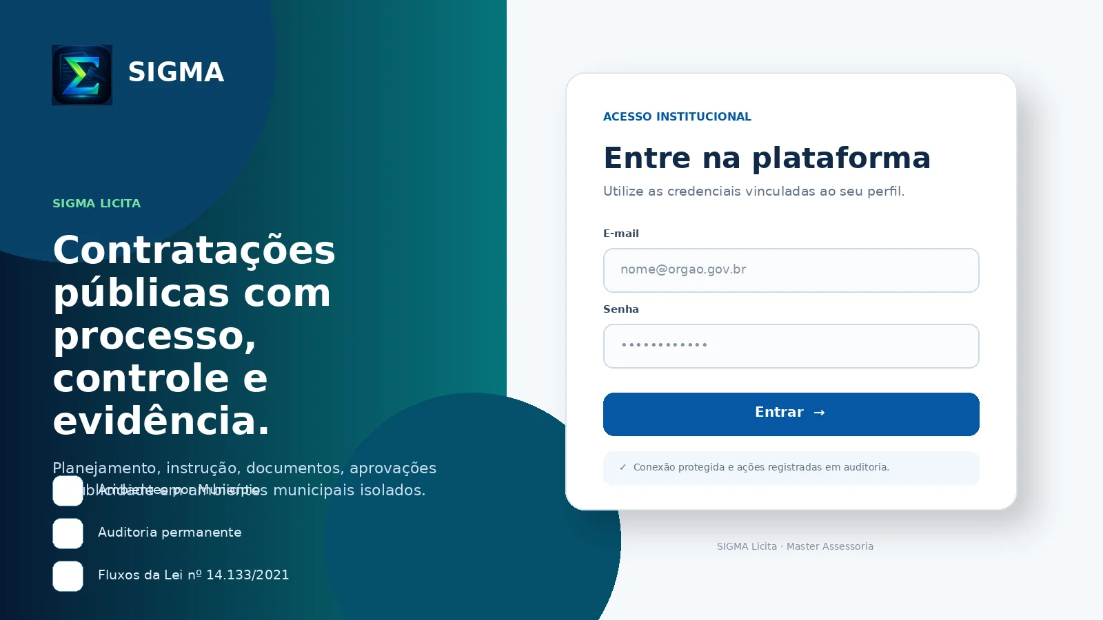 Interface do SIGMA Licita